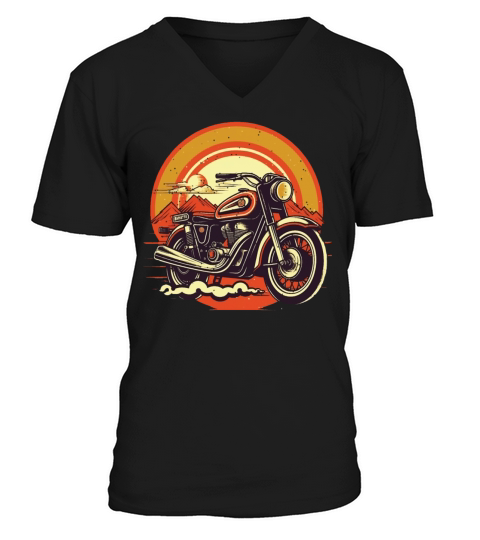 Motorcycle Design with Bold Colors V-Neck T-shirt