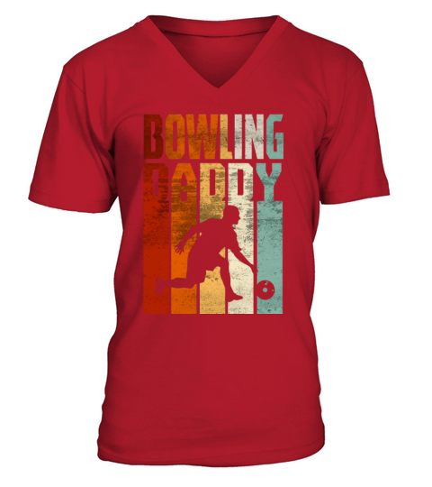 Retro Vintage Daddy Bowling Fathers Day Gift V-Neck T-shirt