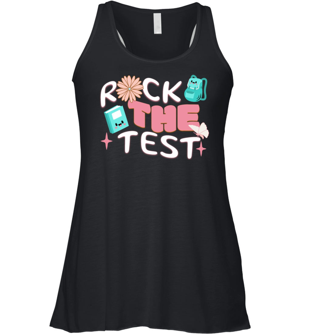 Groovy Rock The Test Motivational Retro Teachers Women's Flowy Tank Top