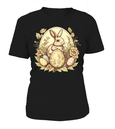 Easter Bunny Floral Vintage Egg Hunting Rabbit Women's T-Shirt