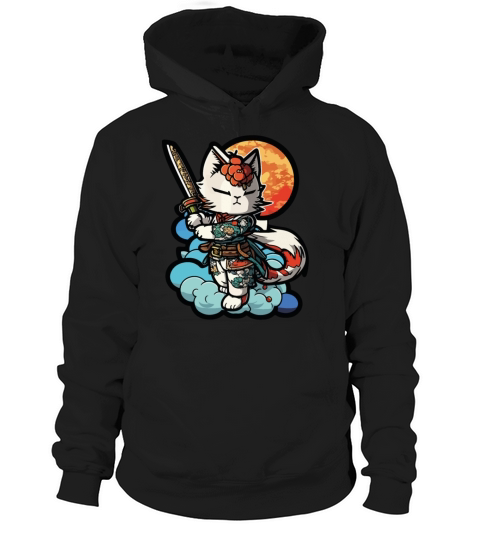 Female Samurai Cat Vintage Hoodie Unisex
