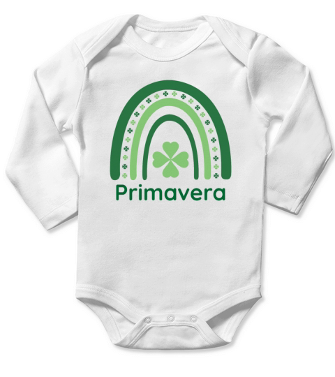 Primavera Clover Charm Boho Rainbow Long Sleeve Baby One-Piece