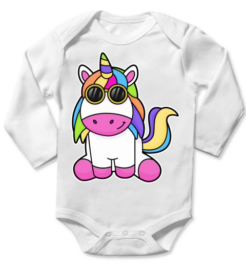 Unicorn With Sunglasses Long Sleeve Baby One-Piece