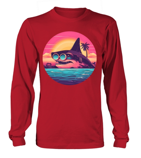 80s 90s Style Shark Vintage Long sleeved Unisex