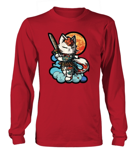 Female Samurai Cat Vintage Long sleeved Unisex
