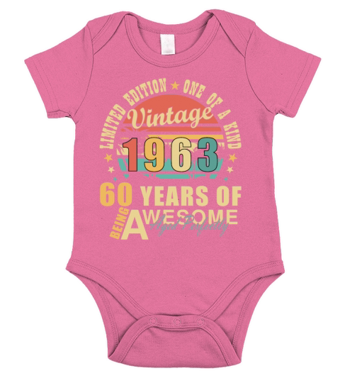 60th birthday 60 years born 1963 Short Sleeve Baby One-Piece
