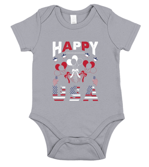 Happy Independence Day USA Short Sleeve Baby One-Piece