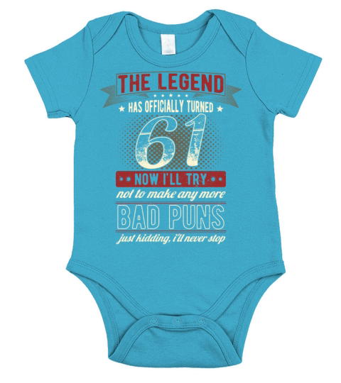 The Legend Officially 61 Years Old 61th Birthday Short Sleeve Baby One-Piece
