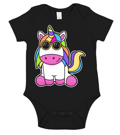 Unicorn With Sunglasses Short Sleeve Baby One-Piece