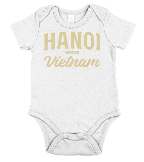 Vintage Hanoi Vietnam Typography Design Short Sleeve Baby One-Piece