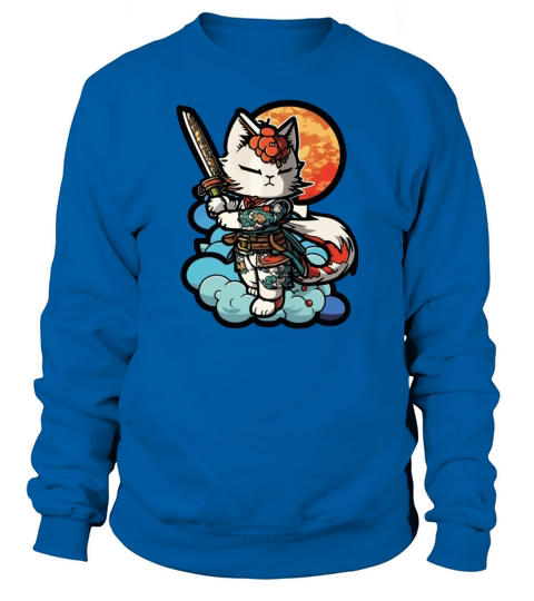 Female Samurai Cat Vintage Sweatshirt Unisex
