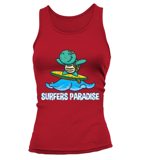 Cute Kawaii Turtle on Surfboard with Surfers Tank top Woman