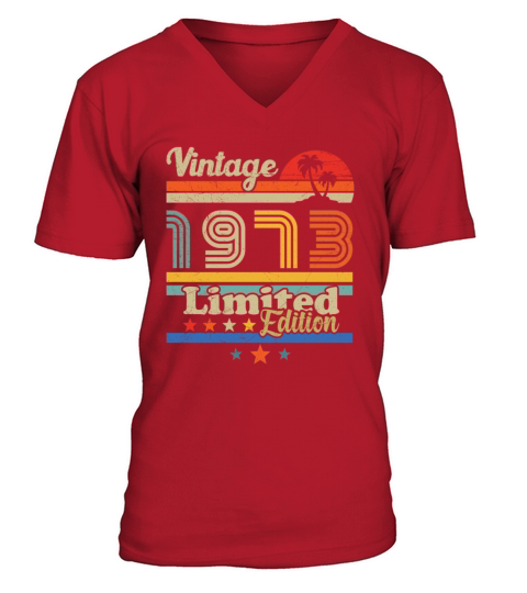 50th birthday december 1973 vintage 1973 V-Neck T-shirt