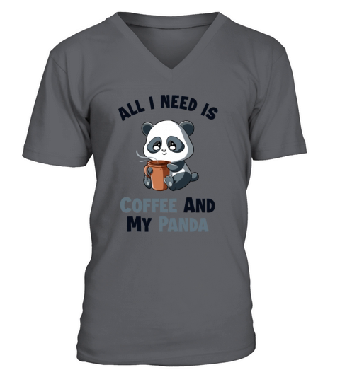 Coffee and my Panda Barista Queen Latte Art Coffee V-Neck T-shirt