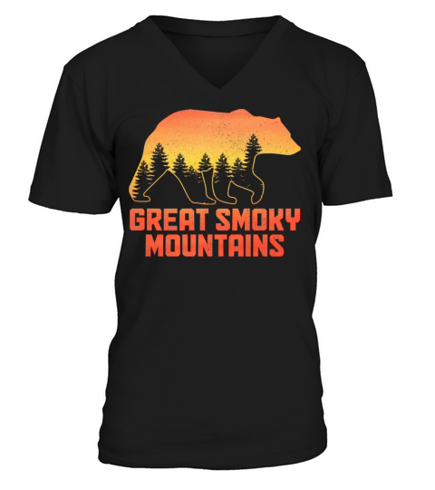 Great Smoky Mountains Tennessee Bear Hiking Campin V-Neck T-shirt