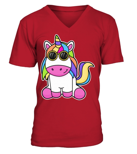 Unicorn With Sunglasses V-Neck T-shirt