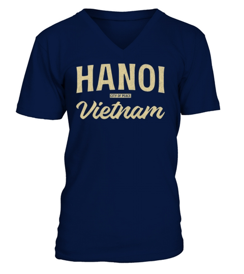Vintage Hanoi Vietnam Typography Design V-Neck T-shirt
