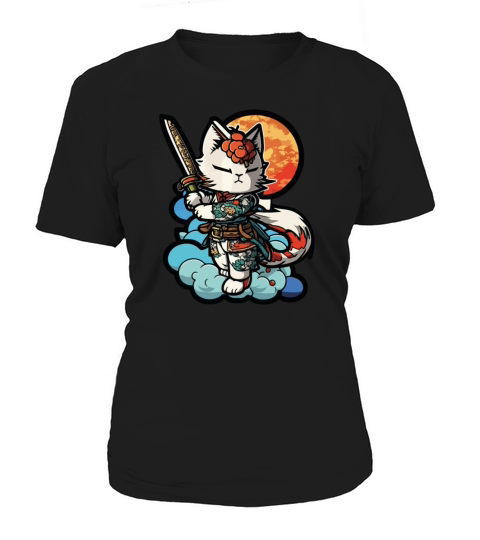 Female Samurai Cat Vintage Women's T-Shirt
