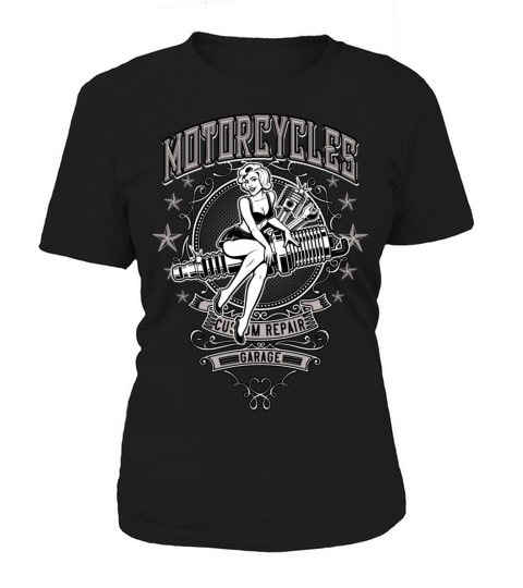 Pin Up Motorcycle Garage Workshop Women's T-Shirt