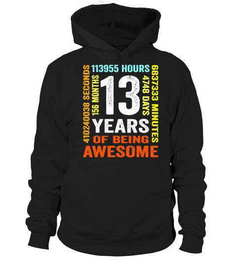 13th Birthday 13 Years Old Vintage 156 Months Boy Hoodie Unisex