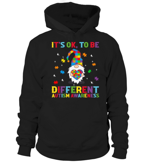 Its ok to be different - Gnome with Puzzle piece Hoodie Unisex