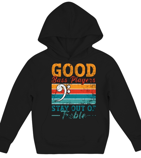 Bass Guitar Good Bass Players Stay Retro Guitarist Kids Hoodie