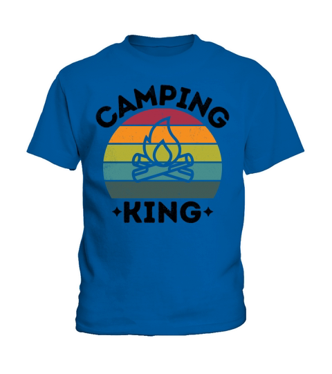 Camping King vintage retro colorful black Kids T-Shirt