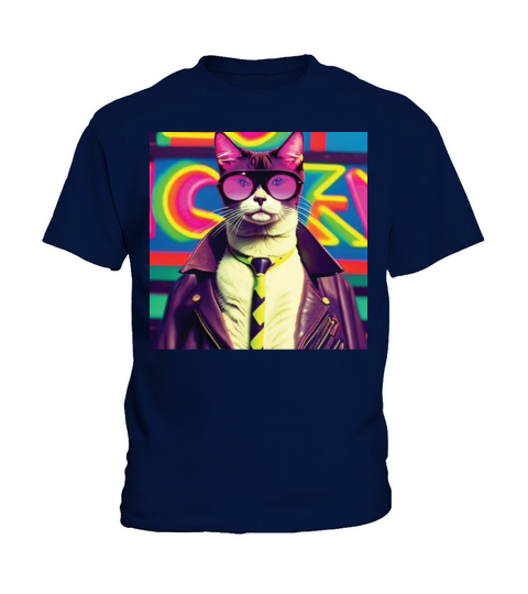 cat daddy black cat vintage eighties style Kids T-Shirt