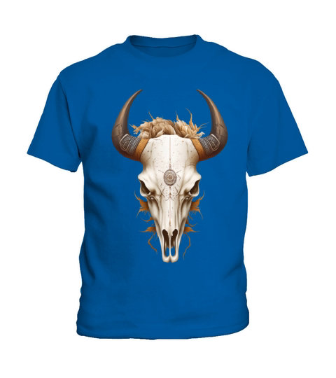 Western Cattle Skull Vintage Longhorn Cow Long Kids T-Shirt