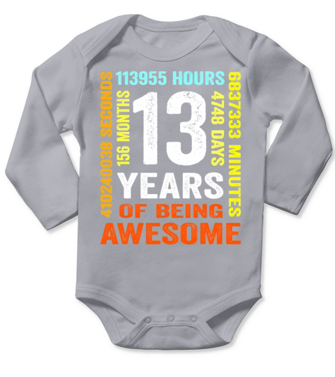13th Birthday 13 Years Old Vintage 156 Months Boy Long Sleeve Baby One-Piece