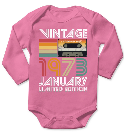 50th birthday january 1973 vintage 1973 Long Sleeve Baby One-Piece