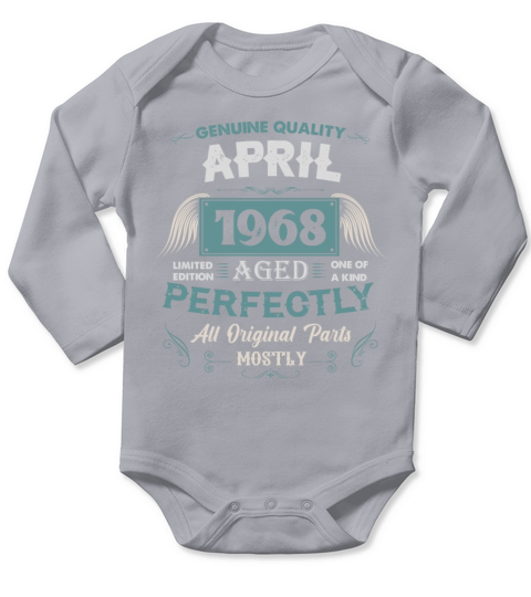 April 1968 Vintage Birthday Present Long Sleeve Baby One-Piece