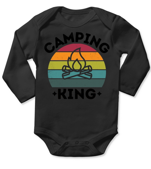 Camping King vintage retro colorful black Long Sleeve Baby One-Piece