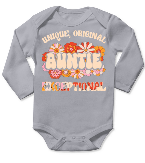 Floral Aunt Unique Original Exceptional Auntie Long Sleeve Baby One-Piece