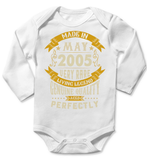 May 2005 Vintage Birthday Present Long Sleeve Baby One-Piece