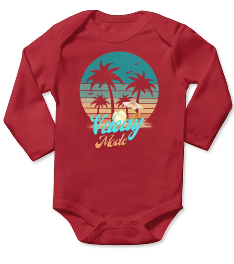 Vacay mode retro summer beach exotic vacation Long Sleeve Baby One-Piece