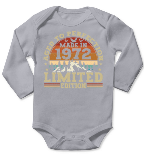 Vintage 1972 Retro Birthday Gift Long Sleeve Baby One-Piece