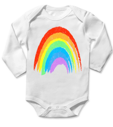 Vintage Retro Rainbow Classic Distressed Design Long Sleeve Baby One-Piece