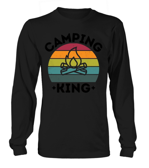 Camping King vintage retro colorful black Long sleeved Unisex