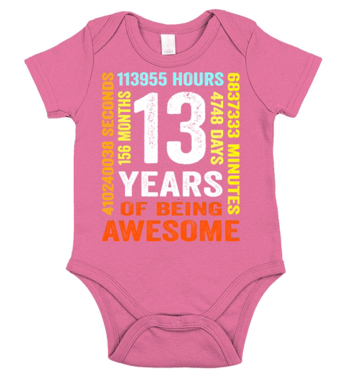 13th Birthday 13 Years Old Vintage 156 Months Boy Short Sleeve Baby One-Piece