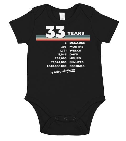 33rd Birthday Vintage 33 Years Old Retro 396 Short Sleeve Baby One-Piece