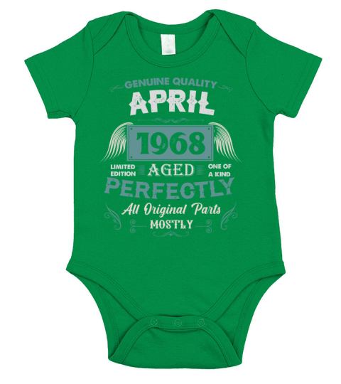 April 1968 Vintage Birthday Present Short Sleeve Baby One-Piece