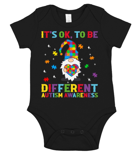Its ok to be different - Gnome with Puzzle piece Short Sleeve Baby One-Piece
