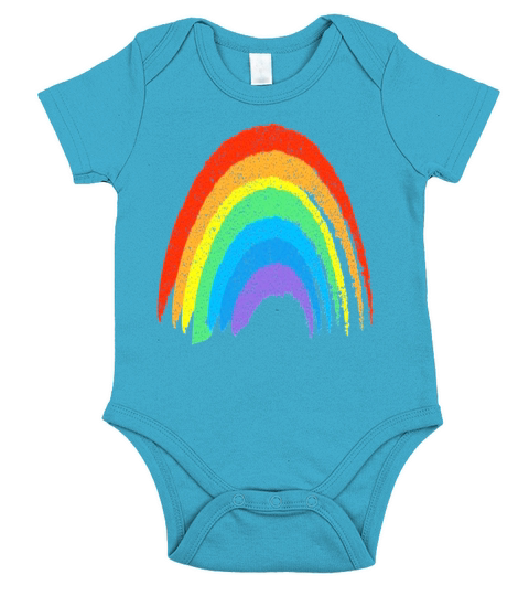 Vintage Retro Rainbow Classic Distressed Design Short Sleeve Baby One-Piece