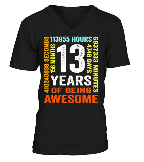 13th Birthday 13 Years Old Vintage 156 Months Boy V-Neck T-shirt