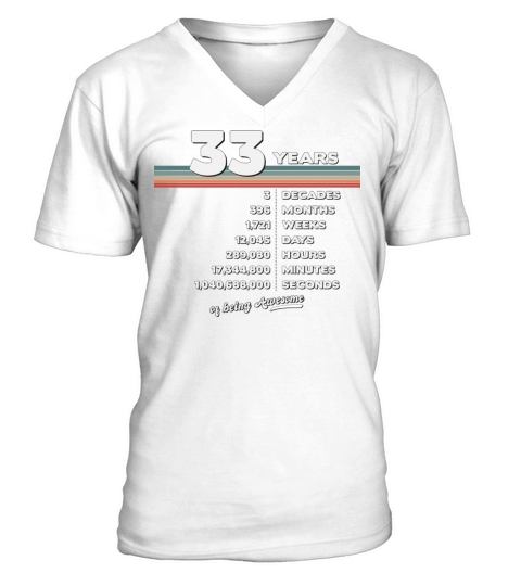 33rd Birthday Vintage 33 Years Old Retro 396 V-Neck T-shirt