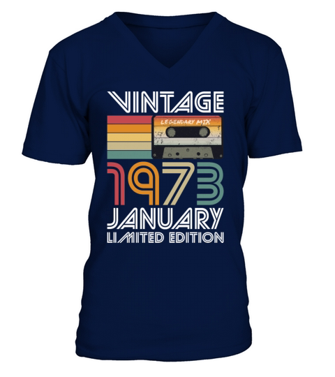 50th birthday january 1973 vintage 1973 V-Neck T-shirt