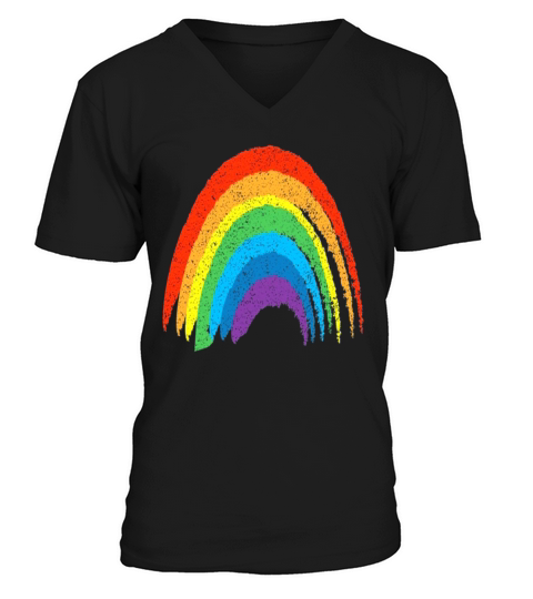 Vintage Retro Rainbow Classic Distressed Design V-Neck T-shirt