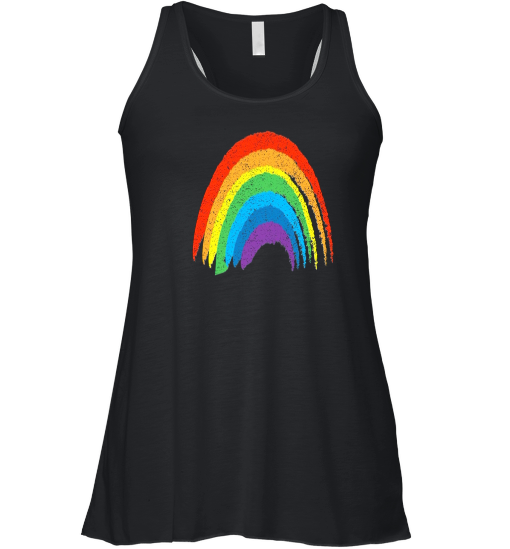 Vintage Retro Rainbow Classic Distressed Design Women's Flowy Tank Top