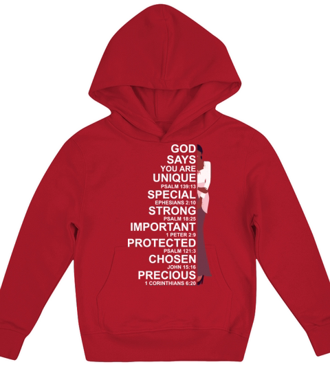 God Says You Are Unique Special Strong Women Kids Hoodie